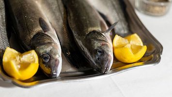 Poissons frais mer Méditerranée gambas flambées pastis loup daurade